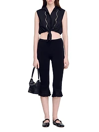 Rhinestone Cropped Shirt