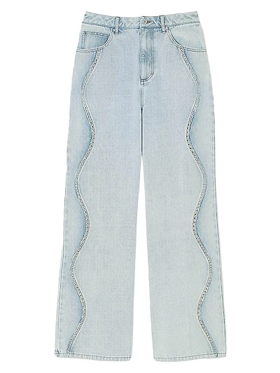 Jeans with Rhinestone Stripes