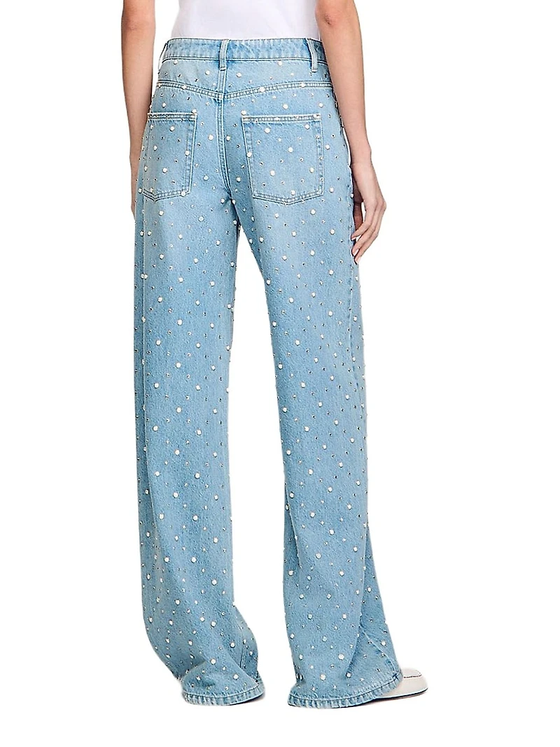 Rhinestone and Beaded Jeans