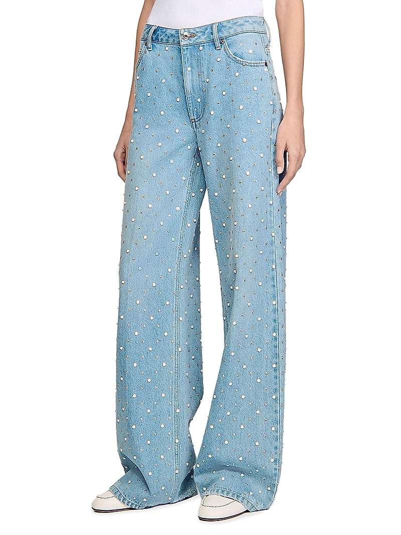 Rhinestone and Beaded Jeans