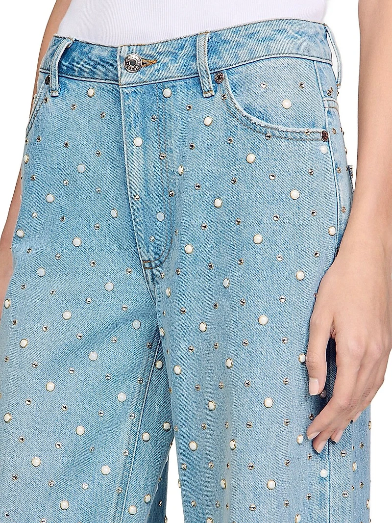 Rhinestone and Beaded Jeans