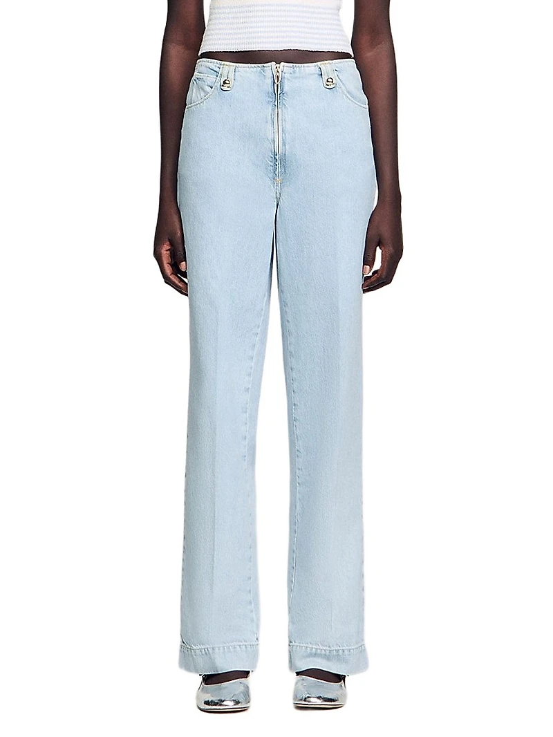 Faded Wide-Leg Jeans