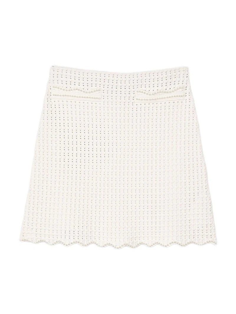 Short Pearl Bead Knit Skirt