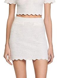 Short Pearl Bead Knit Skirt