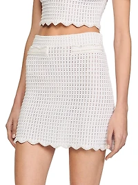 Short Pearl Bead Knit Skirt