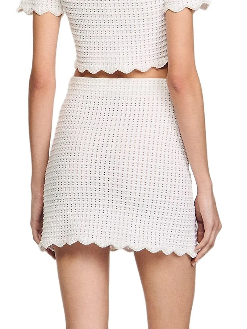 Short Pearl Bead Knit Skirt