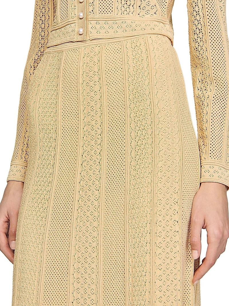 Pointelle Knit Maxi Skirt