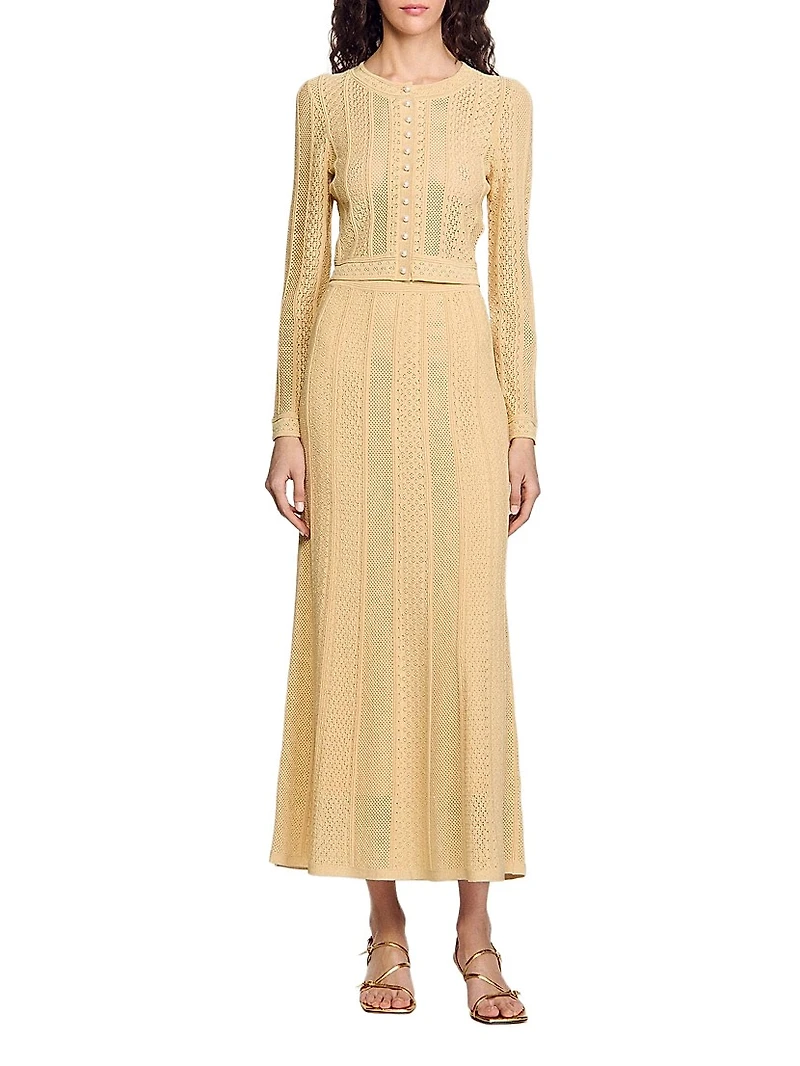 Pointelle Knit Maxi Skirt