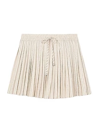 Rhinestone Striped Pleated Skirt