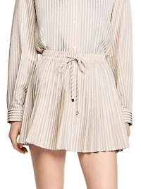 Rhinestone Striped Pleated Skirt