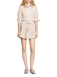 Rhinestone Striped Pleated Skirt