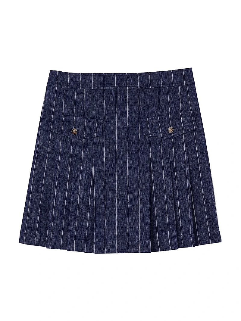 Mini Striped Pleated Skirt