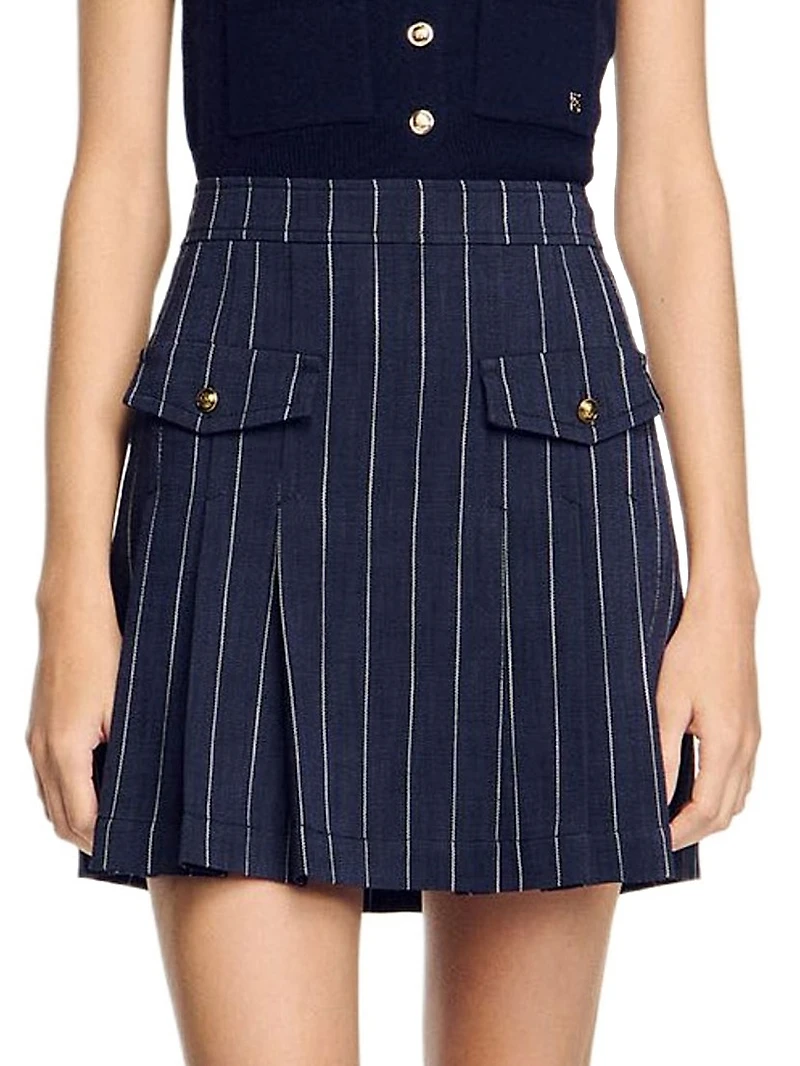 Mini Striped Pleated Skirt
