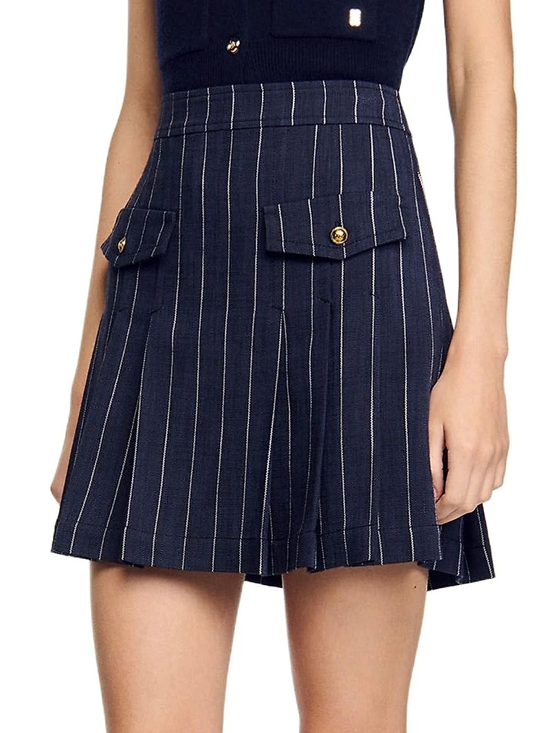 Mini Striped Pleated Skirt