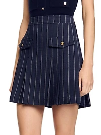 Mini Striped Pleated Skirt