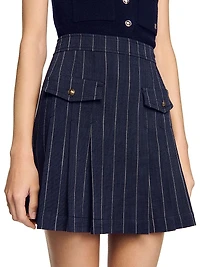 Mini Striped Pleated Skirt