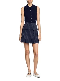 Mini Striped Pleated Skirt