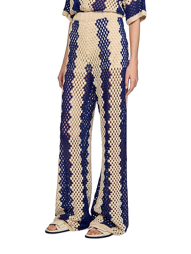 Two-Tone Open Weave Pants