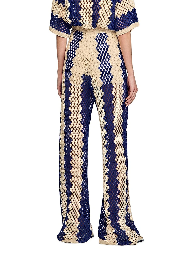 Two-Tone Open Weave Pants