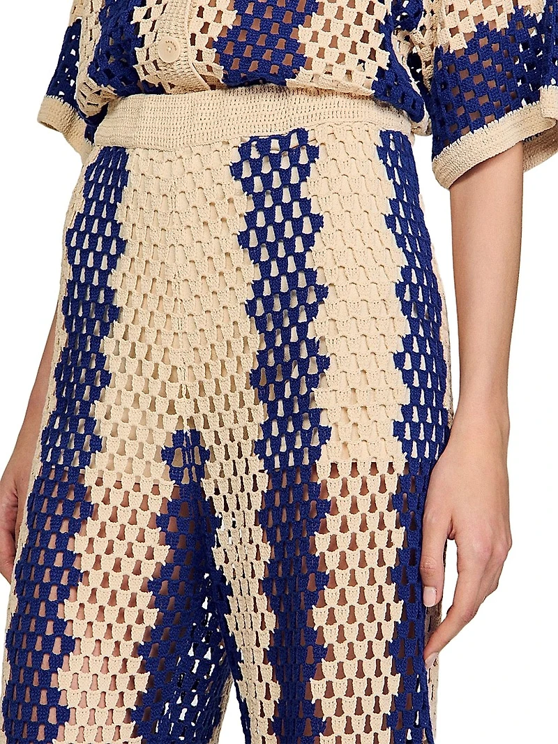 Two-Tone Open Weave Pants