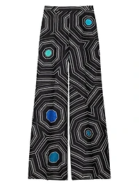 Spiral Print Silk Trousers