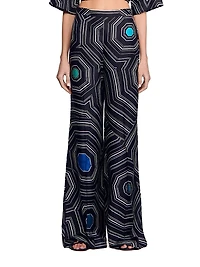 Spiral Print Silk Trousers