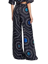 Spiral Print Silk Trousers