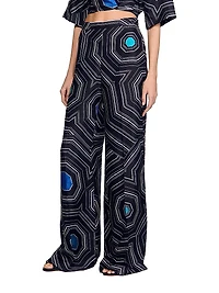 Spiral Print Silk Trousers