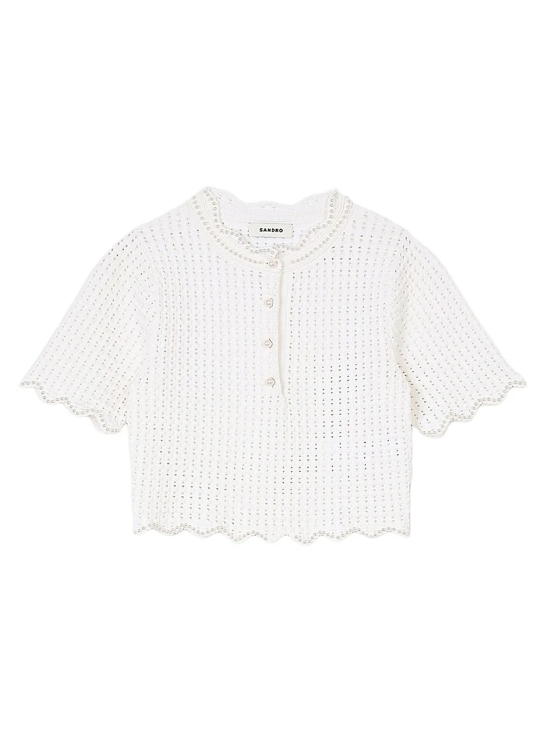 Pearl Beaded Knit Sweater