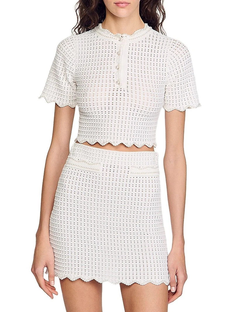 Pearl Beaded Knit Sweater