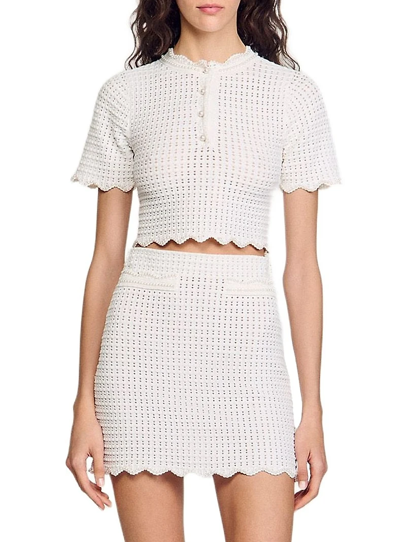 Pearl Beaded Knit Sweater