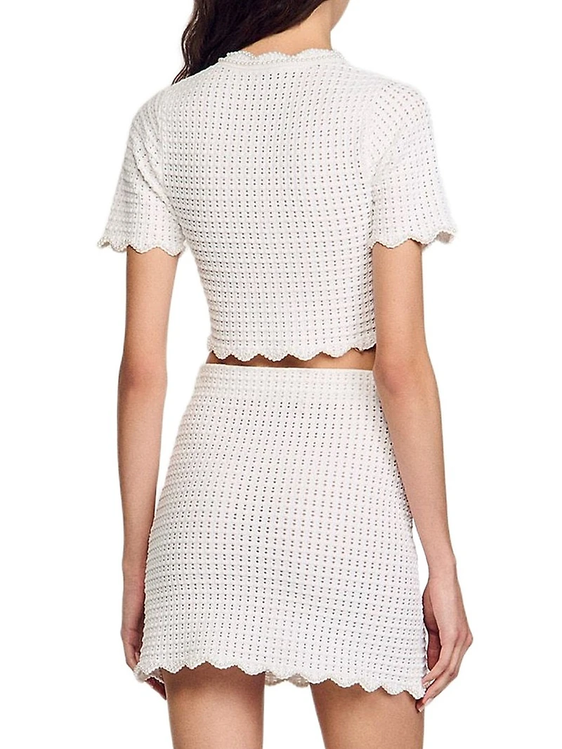 Pearl Beaded Knit Sweater