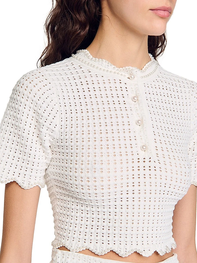 Pearl Beaded Knit Sweater