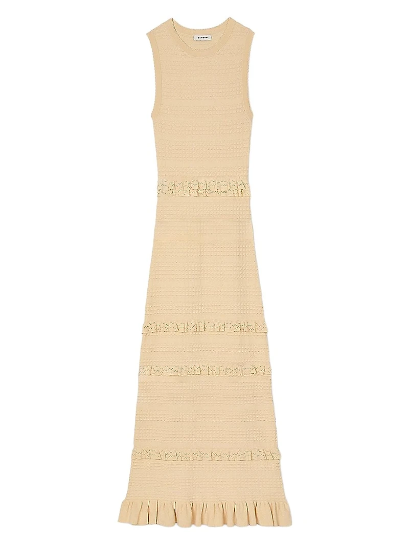 Ruffled Knit Midi Dress