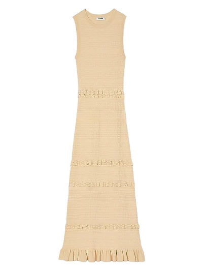 Ruffled Knit Midi Dress