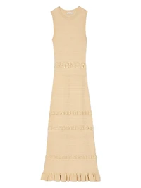 Ruffled Knit Midi Dress