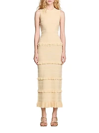 Ruffled Knit Midi Dress