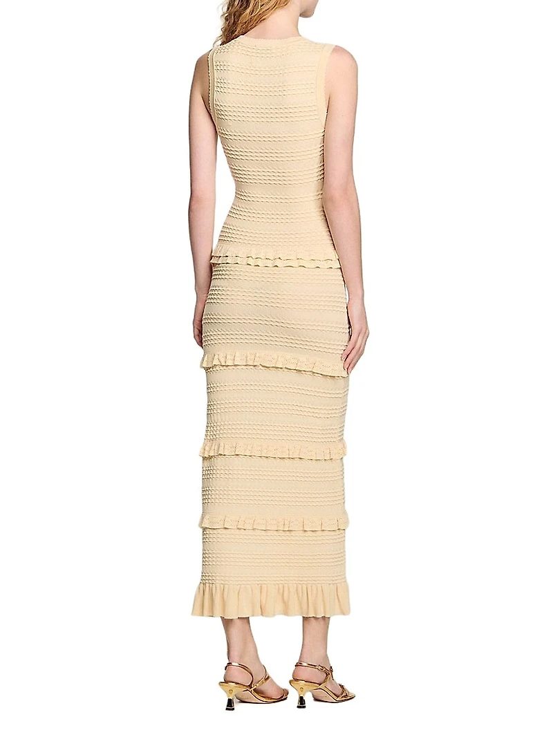 Ruffled Knit Midi Dress