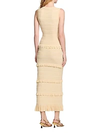 Ruffled Knit Midi Dress