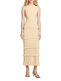 Ruffled Knit Midi Dress