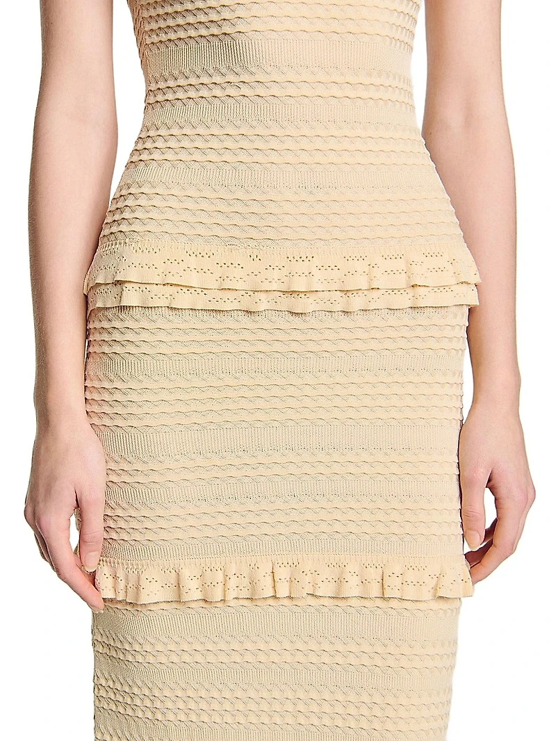 Ruffled Knit Midi Dress