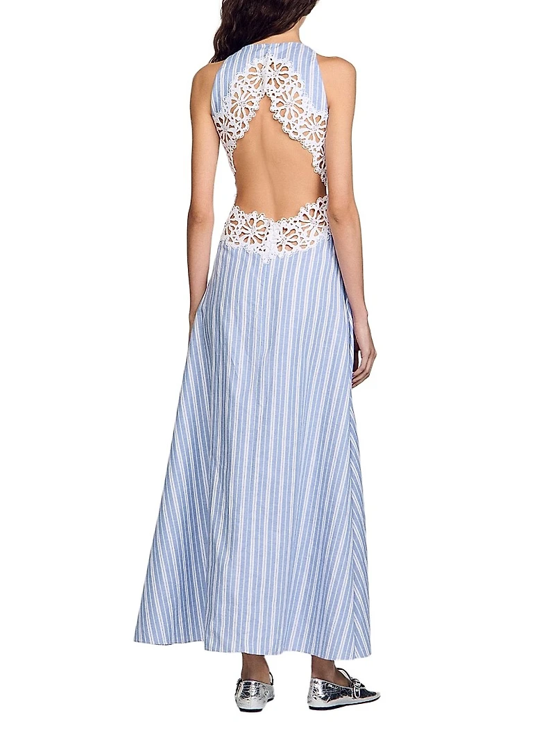 Striped Maxi Dress with Lace