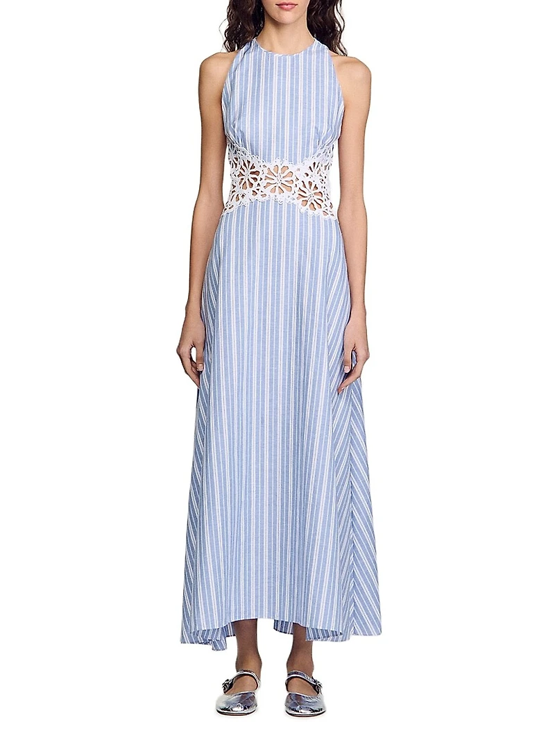 Striped Maxi Dress with Lace