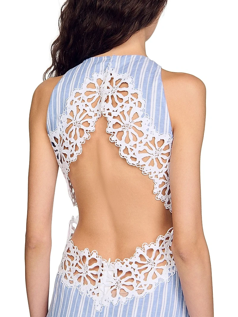 Striped Maxi Dress with Lace