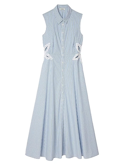 Stripy Embroidered Midi Dress