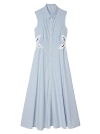 Stripy Embroidered Midi Dress