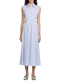 Stripy Embroidered Midi Dress