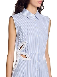 Stripy Embroidered Midi Dress