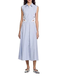 Stripy Embroidered Midi Dress