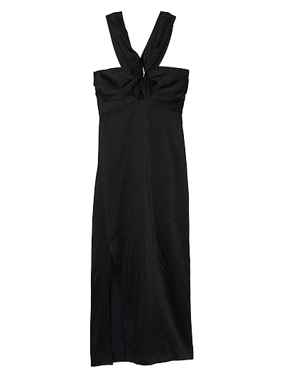 Slit Satin-Effect Dress